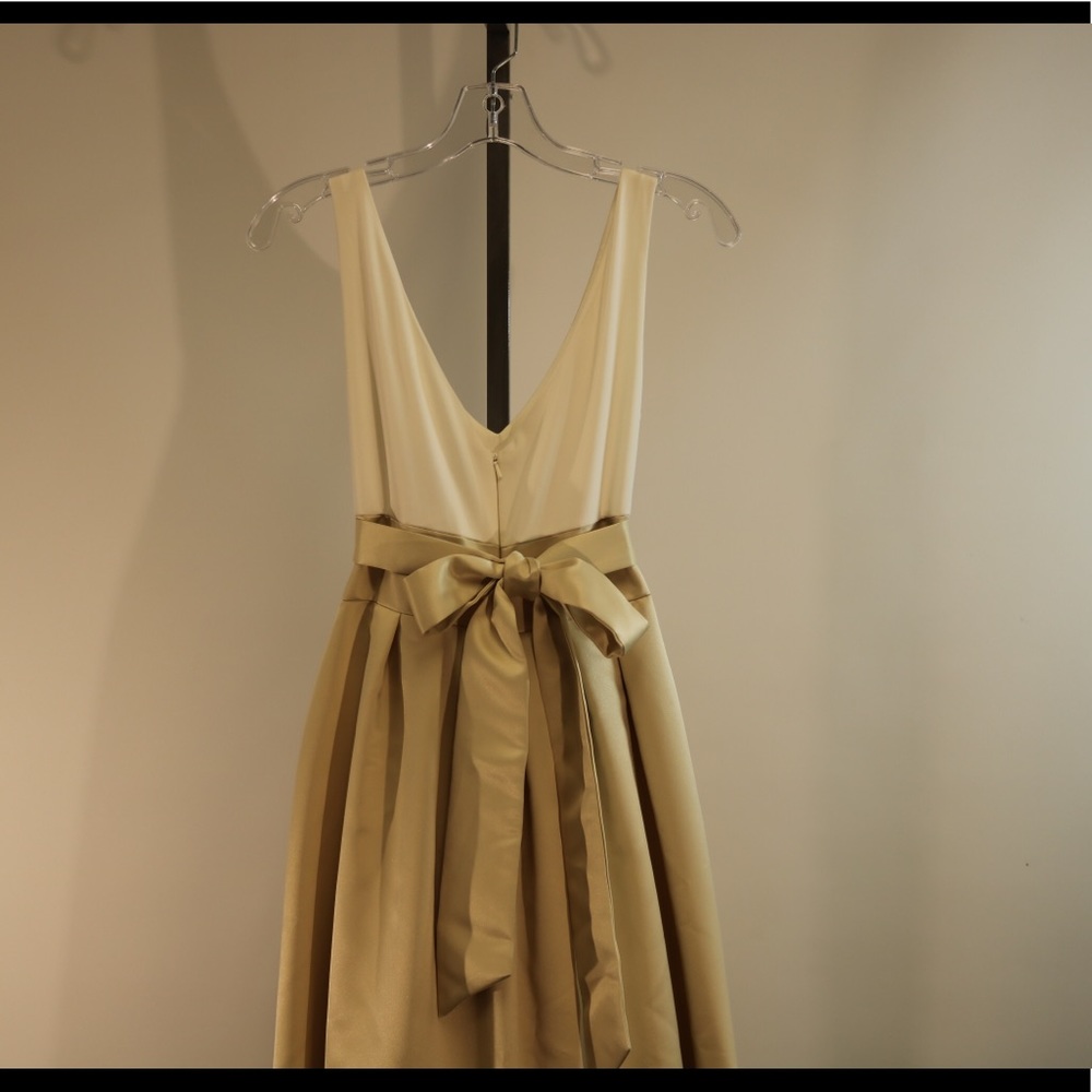White and Champagne Aidan Mattox Gown